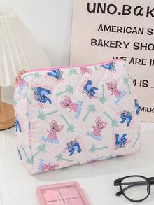 Disney Stitch 絎縫大容量化妝包 便攜式化妝工具收納袋 保養品化妝品收納袋 家用收納袋 - 彩色 - 查看 5