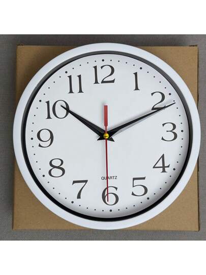 1pc Moderne Minimalist Zwart Wit Plastic Glass Wand Clock, Silent Quartz, Living Room, Bedroom, Office, Sizes Available: 8in, 10in, 12in (Battery Not Included),Home ,Room Klok Bedroom Dormitory Back To School view 11