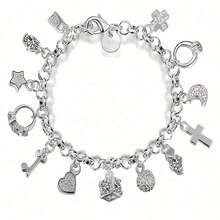 Women's Silver Bracelet Set 13 Pieces Charm Bracelet Women's Gift Bracelets & Jewelry, Delicate Accessories