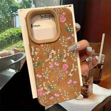 Diseño de patrón de flores de hojas pintadas a mano, teléfono con lente alta 15 Pro 16 14 Plus X 11 13 12 XS, cuero sintético suave resistente a todo incluido - Colores mixtos 1 - Ver 3