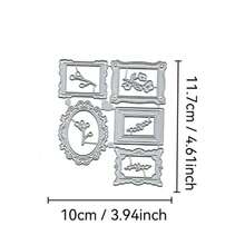 1 Set Vintage Photo Frame Cutting Mold, Carbon Steel Template Scrapbooking Handmade Album Craft, Retro Precise Carbon Steel Stamping Mold Creative Handmade DIY Printing Cutter For Photo Album, Card, Greeting Card Decoration - Silver - View 11
