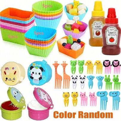 20/30/32/40 pièces Piques alimentaires en plastique en forme d'animaux de bande dessinée et de fruits, couleurs aléatoires, fourchette pour la maison, le restaurant, le pique-nique, la fête, les accessoires de boîte à lunch