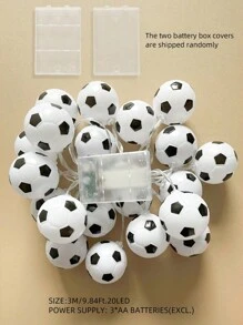 1 pieza Luces en forma de balón de fútbol con 10/20 LED y 2/3 metros, a pilas, adecuado para dormitorio, sala de estar, fiesta, boda, hogar, jardín, camino, suministros para fiestas, decoraciones, chimenea [Baterías no incluidas] - Multicolor - Ver 8