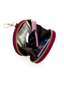 Ví đựng trang sức mini, ví đựng tiền xu nhỏ cho nữ, móc khóa du lịch đa chức năng, hộp đựng trang sức thể thao di động, hộp đựng trang sức mini, hộp trưng bày móc khóa, ví đựng tiền xu có khóa kéo kiểu cổ điển, túi bỏ túi, màu trơn, túi đựng tiền xu tròn, có móc khóa - Nhiều màu sắc để lựa chọn - Nhiều màu - Xem 6