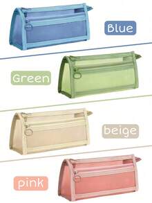 1PC Personalized Name Transparent Large Capacity Pencil Case, Cute Cherry Print Pencil Cases,Stylish And Simple Pencil Bag, Customized Name Pencil Case, Large Capacity Nylon Mesh Transparent Breathable, Exam/Student Stationery Bag, Mesh Pencil Bag, Simple Student Supplies Box, School Office, Back To School Supplies, School Supplies - Multicolor - View 6