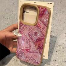Diseño impreso de dólar rosa Teléfono con lente alta X 11 Pro 13 15 16 XS 14 Plus 12 Todo incluido Cuero sintético suave - Colores mixtos 1 - Ver 2