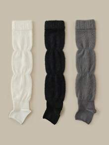 1/2/3/6 双装女士仿貂绒保暖腿套，毛绒足套腿套，秋冬季加厚多功能腿套，Y2K风格，蓬松舒适