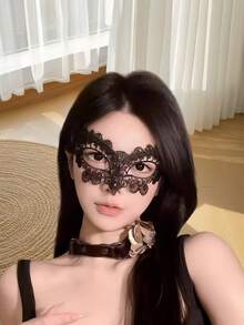 10 piezas Máscara de encaje para los ojos, máscara de encaje sexy para fiestas, cosplay, regalo íntimo - Negro - Ver 8