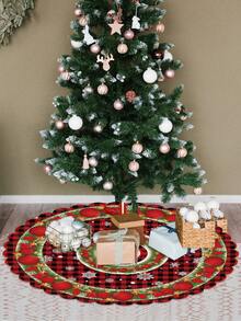 1 Piece Festive Christmas Tree Skirt, 36/48 Inch Polyester Holiday Ornaments, New Wavy Edge Design For Party & Home Decoration, Christmas Decorations. Room Decor