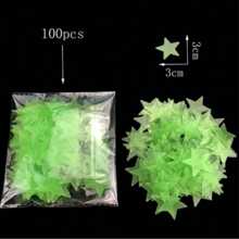 100 Stück 3cm Leucht-Sterne Wandaufkleber, 3D leuchtend, einfarbig & gemischte Farben, fluoreszierender Dekor, 4cm Mond Leucht-Wandaufkleber, helle leuchtende selbstklebende Kunststoffaufkleber, langanhaltend Heimdekoration, geeignet für Zuhause, Decke, Schlafzimmerwand, Raumdekoration, Badezimmerwanddekoration