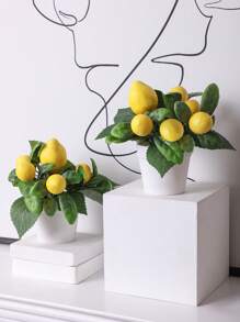 1pc/3pcs Lemon Potted Plant,PP Pot,PE Material,Green,Yellow,Gift,Table Decoration,Home Decoration,Garden Decoration,School Dormitory Office Decoration,Outdoor Party Event Holiday Birthday Party Decoration,Home Door Hotel Restaurant Living Room Bedroom Wedding Kitchen Garden Decoration,Suitable For Valentine's Day,Spring/Summer Decoration,Spring Festival Decorative Ornaments,Green Decoration Back To School Room Decor School Supplies