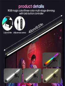1条30厘米/40厘米RGB/三色背光USB LED显示器灯条，电脑显示灯，LED按键控制游戏屏幕灯，无屏幕眩光，保护眼睛，适用于家庭办公室，USB灯带 - 均碼 - 查看 13