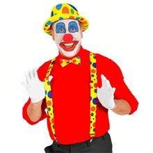 Décoration de Noël, 8 pièces/set Costume de clown pour adultes. Comprend le costume de clown, la perruque, le nez, le masque, le sac de clown, les chaussures et les accessoires de cirque. Costume de carnaval et de fête de cirque pour jouer le rôle de clown mignon et amusant.