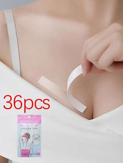 Tatukiko 时尚双面胶带，适用于衣服，强力粘性透明身体胶带，皮肤安全，透明，36条