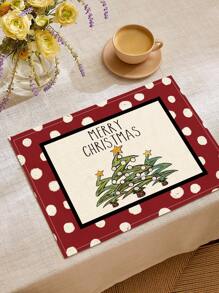 1 Stück Tischläufer mit Weihnachtsmuster, 4 Stücke Tischsets mit Weihnachtsmuster, geeignet für Feiertage, Partys, Geburtstage, Abendessen, Küchen- und Esszimmer Tischdekoration, ganzjährige Heim- und Wohnzimmer Dekoration