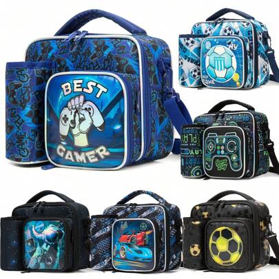 Lunch For Boys Cute Boys Crossbody Bag Kids Lunch Bag For Boys Insulated Hot And Cold Fresh-Keeping Bag With Adjustable Shoulder Strap