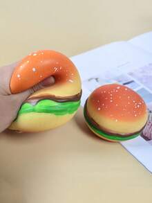 5 piezas de juguetes apretables realistas de hamburguesa: elásticos, con un fuerte rebote, pueden aliviar el estrés para adultos - Multicolor - Ver 2