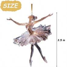 2pcs 2D Sparkling Dancer Christmas Decorations, 3.5-Inch Acrylic Dancer Dance Decorations, Dancer Christmaecorations, Tree Decorations Ballet Decorations