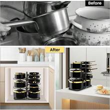 Heavy Duty Pots And Pans Organizer Under Cabinet: 8Tier Adjustable Pot And Pan Organizer Space Saving Pan Organizers Inside Cabinet 21" Kitchen Storage Pot Rack Organizer For Cast Iron Pangift - 21"H - View 8