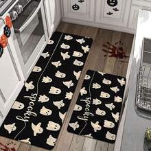 1pc Thickened 0.47 Inch/1.2cm Festive Kitchen Mat, Little Ghost Printing Kitchen Rug, Easy To Clean, Stain Resistant, Anti-Slip, Machine Washable Polyester Rug, Perfect For Living Room, Bedroom, Hallway, Bathroom, Laundry Room, Home Decor Decor, Home Decor - Multicolor - View 5