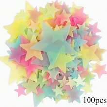 100pcs/200pcs, Decorative Stickers, 3D Luminous Star Stickers, 3cm Plastic Self-Adhesive Fluorescent 3D Wall Stickers For Children's Rooms, Luminous Stickers Room Decor Wall Decor