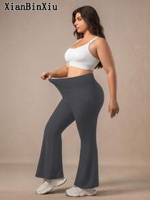 XianBinXiu 1 pièce Pantalon de yoga évasé grande taille pour femmes, legging de yoga ample à taille haute amincissant avec poches, gris, en tricot, élastique et confortable, convient pour le port décontracté quotidien et le yoga, toutes saisons, couche de base extensible et respirante, yoga à faible impact, pilates, ballet, port quotidien, printemps/été - Gris foncé - Voir 10