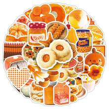 50pcs Orange Ins Style Minimalist Cartoon Cute Decorative Stickers For Tissue Box, Desktop Mirror, DIY - Multicolor - View 7