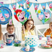 Hasbro 156件套官方授权餐具及气球套装，包括盘子、杯子、餐巾纸、气球、礼品袋、派对帽、横幅、桌布、彩纸屑、贴纸、粉色主题生日装饰品 - 藍色 - 查看 11