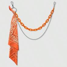 2pcs Hip Hop Accessories Set: Acrylic Multi-Layer Chain + Scarf, Casual Streetwear Hip Hop Style