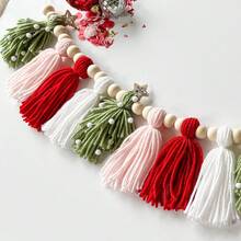 1 Peça Guirlanda de Borla Fofa de Natal em Rosa, Vermelho, Verde, Branco, Adequada para Decoração de Natal, Vitrine, Decoração de Quarto