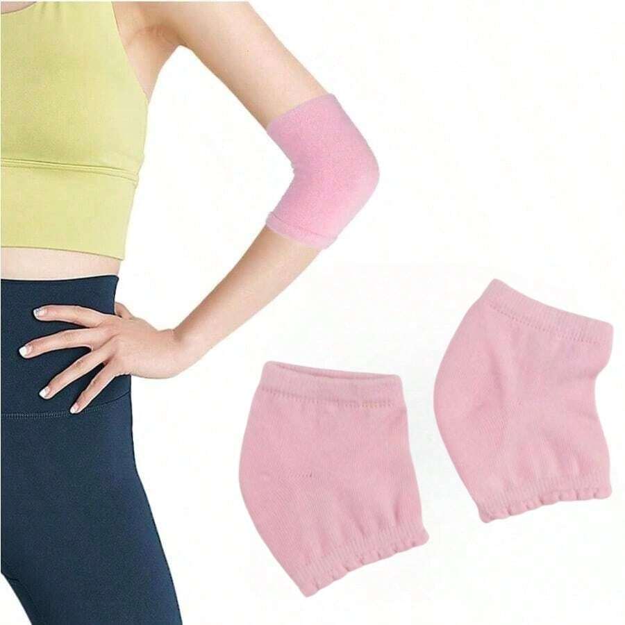 2件装护肘保湿套肘部凝胶覆盖脚跟袜肘套护肘适用于SPA保湿干裂皮肤护理 - 粉色 - 查看 1
