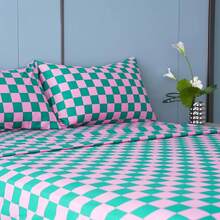 Best Season 4 Piece Bed Sheet Set - Full Size - Soft Microfiber Bedding Sheet Set, Deep Pocket, Stain, Fade & Wrinkle Resistant (Plaid Black & White), Luxury Comfortable - Plaid Pink & Green - View 12