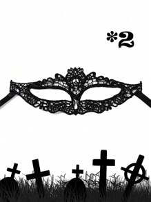 2 Sexy Black Lace Eye Masks, Party Mask Costume Props, Suitable For Masquerade Balls And Costume Parties