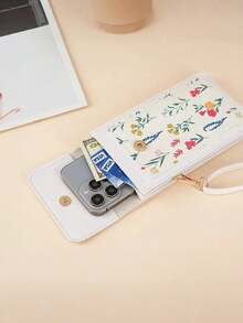 1 pieza Bolsa de teléfono con pantalla táctil para mujeres, bolsa bandolera para niñas, linda y bolsa de hombro|Bolsa bandolera pequeña mini con estampado floral, cuero sintético, cierre magnético, característica de orificio de carga - Multicolor - Ver 11