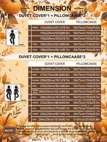 3pcs/Set Halloween Maple Leaves Pumpkin Digital Print Duvet Cover Set(1 Duvet Cover & 2 Pillowcase)Soft And Skin-Friendly Duvet Cover Bedding Set For Home, All Season Bed Sheets Set Halloween Gift - Multicolor - View 3