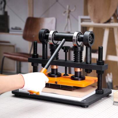 Leather Cutting Machine, 10.2 X 5.9 In Embossing Plate Manual Die Cutter, 0.47 In Pressure Stroke Leather Embossing Machine, Dual Guide Shafts Die Cut Machine For Various Of Materials