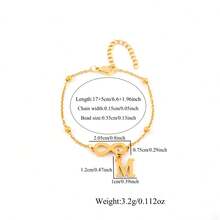 1条新款时尚字母无限符号金色不锈钢珠链手链，女士款 - 金黃色不鏽鋼 - 查看 2