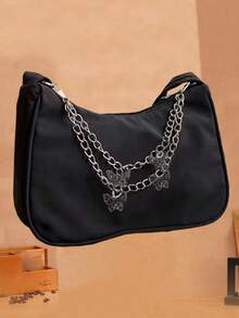 包包女新款时尚手提斜挎包简约休闲大容量托特包时尚单肩包女 - 黑色 - 查看 1