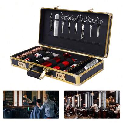 GDAE10 Friseurkoffer Koffer Tragbarer Barber Case, Friseursalon Tragetasche Barber Friseur Werkzeug Koffer Friseursalon Stylist Koffer mit Sicheres Passwortschloss