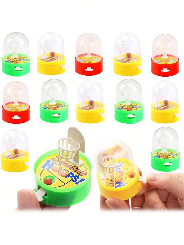 [PACOTE DE 10 - SURPRESA DE FERIADO] Mini Conjunto de Basquete de Dedo - Aro Transparente e Bolas Coloridas, Brinde Perfeito para Meias de Natal/Halloween (Pronto para Viagem!)