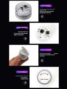 Reletech 8个GLANBERT新款汽车LED彩色氛围灯，带无线遥控器，LED装饰灯，底座灯，无需安装 - 彩色 - 查看 8