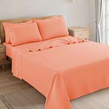 LUX DECOR 6-Piece Embroidered Bed Sheet Set – Brushed Microfiber, Deep Pocket, Lightweight & Breathable – Graduation Gifts, Home Decor, Sleep Protection For Dorms, Student Beds, Back‑To‑School Gift, Soft Bed Linens, Comfortable Sleep, Luxury Bed Set, Valentine's Day Bedroom, Spring Bedding Refresh, Guest Room Essentials, Dorm Room Bedding, Premium Bed Linens, Easy Care Sheets, Hypoallergenic Fabric, Year-Round Comfort, Master Bedroom Update, Matching Bedding Set, Hotel Quality Linens - 珊瑚粉 - 查看 9