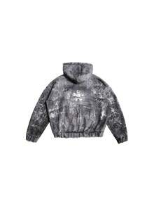 Dark Style Printed Men's Hooded Sweatshirt With Loose Zipper-Opening Front And Long Sleeves Vest