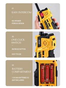 2 件逼真对讲机玩具套装，室内/室外远程无线对讲机，适用于露营、野餐、探险、男孩和女孩的礼物、圣诞节和万圣节，随机包含一些配件，不含电池 - 彩色 - 查看 11