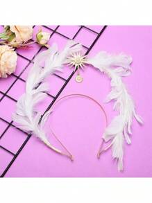 Halloween Dark Headband White And Black Angel Elf Simulation Artificial Feather Dress-Up Costume Props Headband