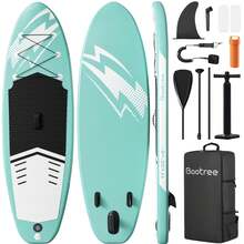Inflatable Paddle Board Stand Up Paddleboards With Premium Accessories Pump, Adjustable Paddle, Leash, Three Fins, Backpack - Blue - View 2