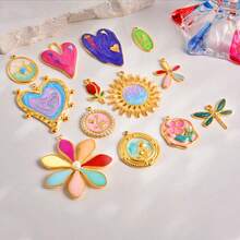 1pc/2pcs Luxury Delicate 304 Stainless Steel Electroplated Pendant Charms, Suitable For DIY Jewelry, Jewelry Making, Crafts - Ocean Life, Cherry, Flower Designs - Color - View 1