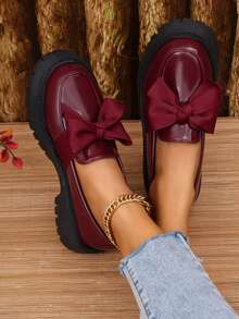 Mocasines con lazo de moda para mujer talla grande, zapatos casuales versátiles con suela gruesa y fácil de poner, nuevos modelos para todas las estaciones