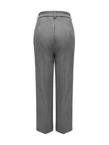 女士修身休闲工作裤，秋冬春季 - 灰色 - 查看 4