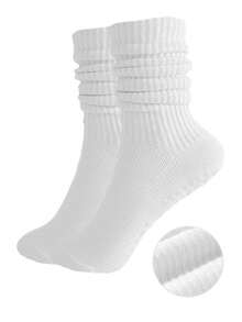 3 pares de meias femininas coloridas para ioga e dança, meias acolchoadas antiderrapantes, adequadas para pilates, ioga, balé, ginástica em ambientes fechados, hospital, uso em casa - Multicolorido - Ver 7